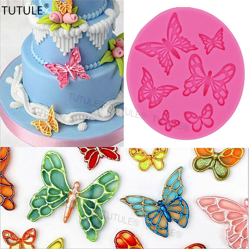 Moldes de silicona con forma de mariposa para Fondant, pasta de goma de mascar para manualidades de Chocolate, arcilla polimérica de resina, arcilla metálica, molde de porcelana