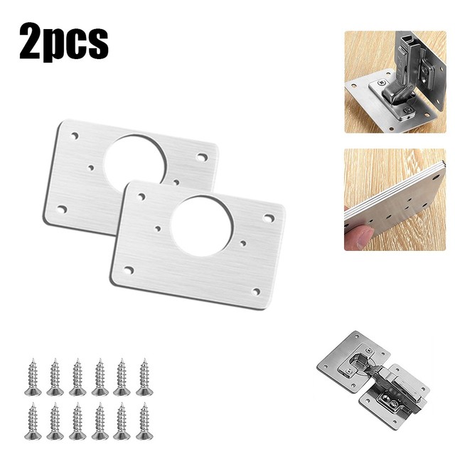 Hinge Repair Plate For Cabinet Furniture Drawer Stainless Steel Door Panels Table Base Hinge Cup Repair Board Fix Bracket: 2pc A
