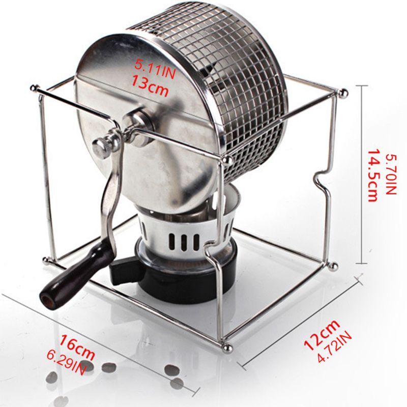 Protable Manual Handy Coffee Bean Roaster Set Stainless Steel Mill Hand Crank for Home Travel Camping Adjustable Multifunction