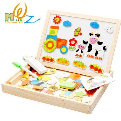 Kinderen Speelgoed Houten Magnetische Puzzel Dier Puzzel Dubbelzijdig Magnetisch Tekenbord Kinderen Puzzel Puzzel: ACL8