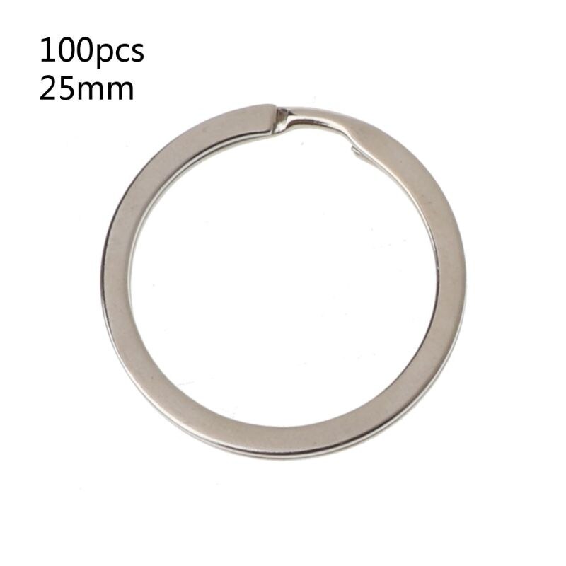 100 st metall rund platt nyckelring runda delade nyckelringar kedja 25mm 28mm 30mm 35mm: 25mm