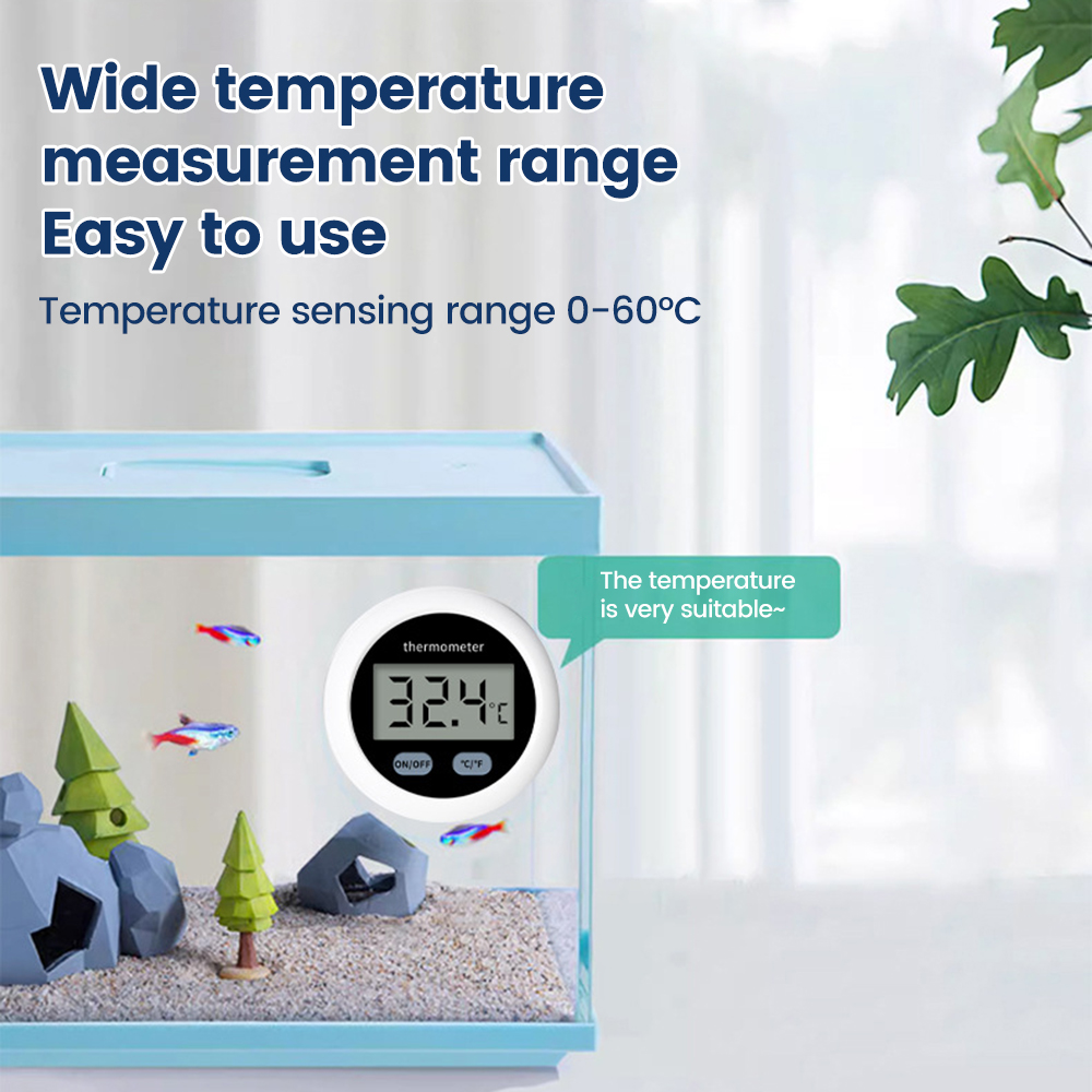 Termómetro Digital LCD, Mini termómetro redondo de temperatura, Sensor, Monitor para acuario, pecera, 50 ~ + 110 ℃