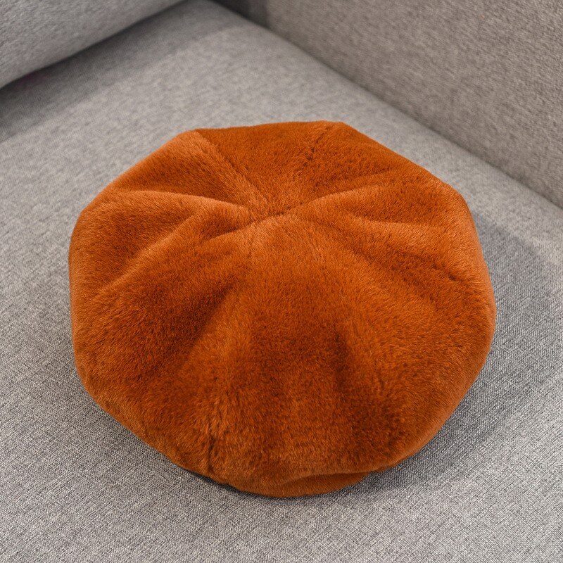 Autumn Winter Beret Women's Hat Korean Style Plush Warm Retro British Women Plush Painter's Hat: 04