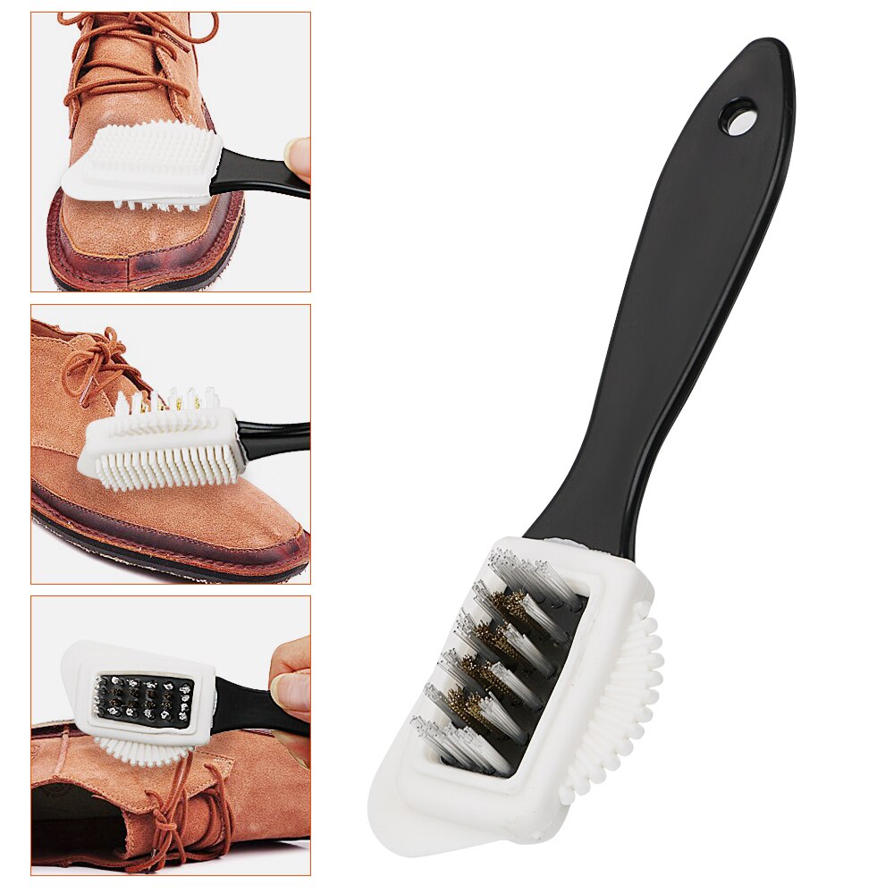 S Shape Silicone Copper Wire Shoes Brush Multifunction For Nubuck Suede Boot Shoes 3 Sides Shoe Brush Cleaning Tool