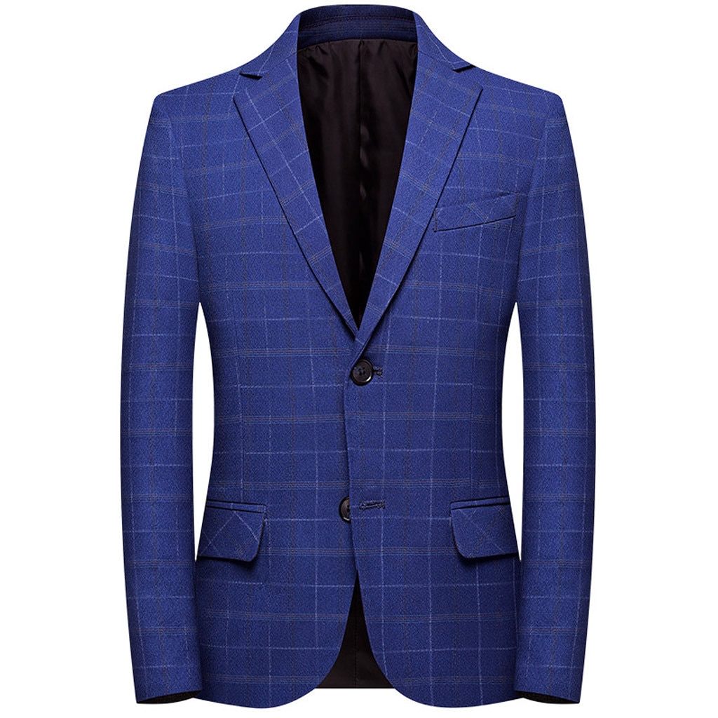 Business-Suit Pants Jacket Men's Plaid Casual Suit Lapel Slim Fit Stylish Blazer Coat High-end Social Formal Suit #Y7