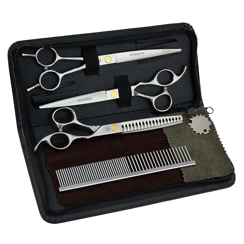 7&quot; japanese cut dog hair scissors kit pet grooming scissors curved dog cat hair clippers animal clippers dog grooming shears set: ZJQ-Shark Kit