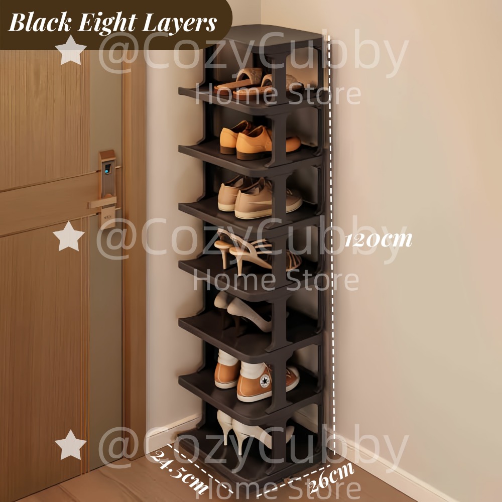 Estante de almacenamiento de zapatos, puerta de esquina de pared de 9 niveles, armario organizador de zapatos DIY estrecho apilable que ahorra espacio para dormitorio doméstico: Verde militar