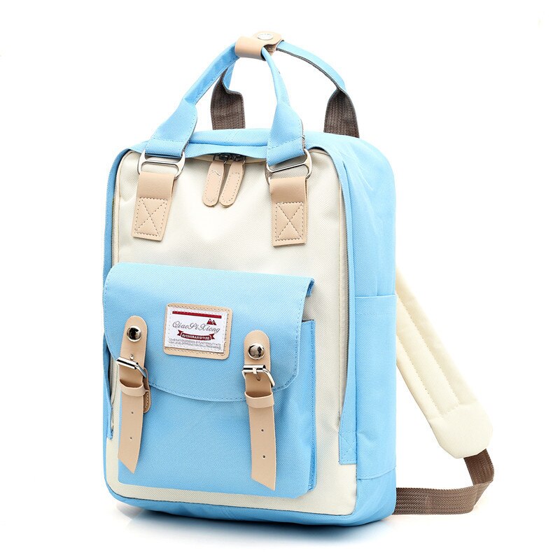 USB Backpack Women Shoulder Bag Female Laptop Backpacks For School Teenagers Girl Preppy Style Student Travel Backpack: Blue And White