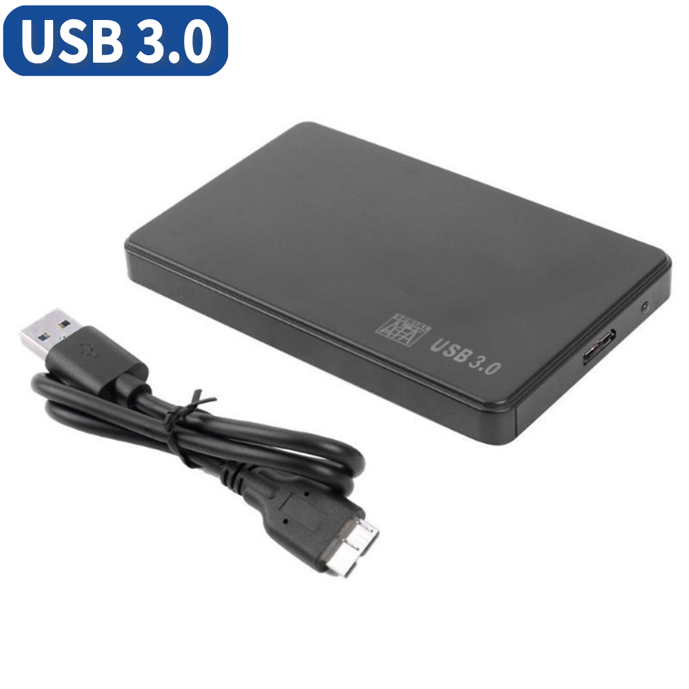 2.5" SATA USB 2.0/3.0 SSD HDD Enclosure Case Plastic Mobile Hard Drive Cases External Storage Enclosure Box With Cable for PC: grey