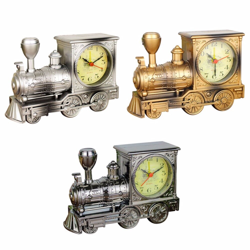 Retro Nostalgic Alarm Clock Locomotive Shape Bedroom Desk Decoration Home Desk Clock Table Clock Students Timing Small Ornaments