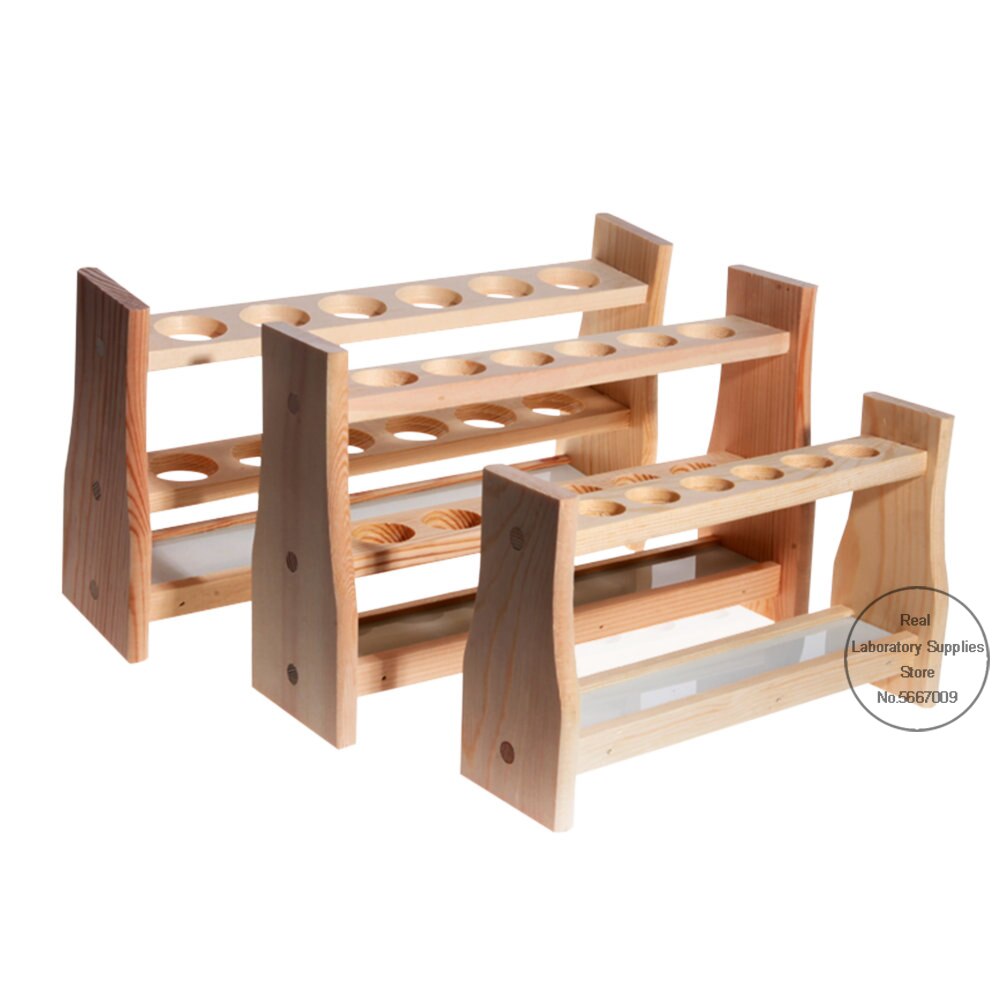 1pcs Lab Wooden test tube 10ml 25ml 50ml 100ml rack colorimetric tube rack with 6 and 12 holes