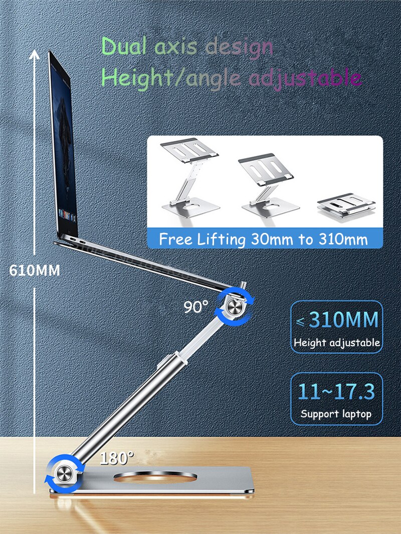Height Adjsutable Tall Laptop Stand Aluminum Stretchable Heighten Sit/Standing Working Availabe Notebook Standing Holder