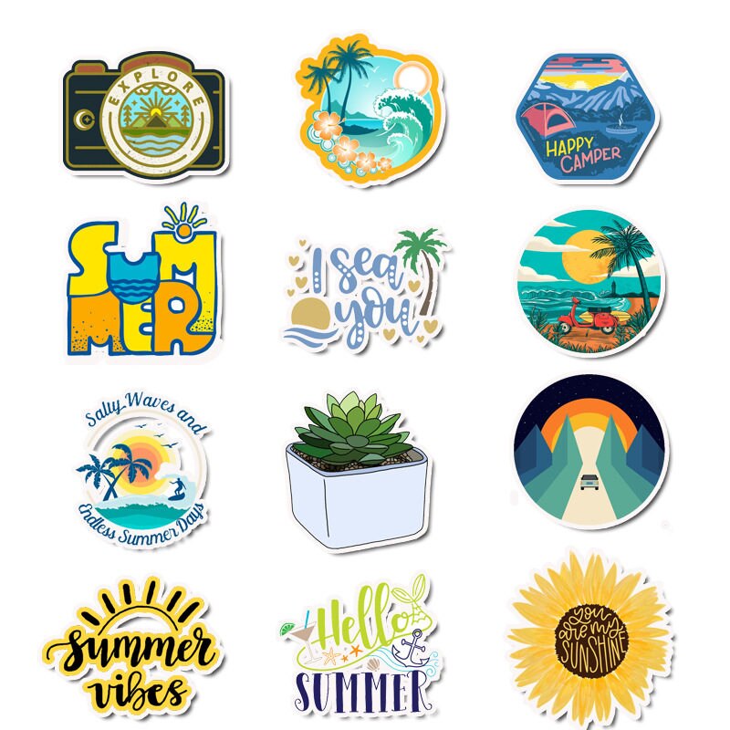 50 PCS Camping Travel Stickers Adventure Outdoor Landscape Sticker Scrapbooking Waterproof Sticker For Laptop Travel Case Fridge