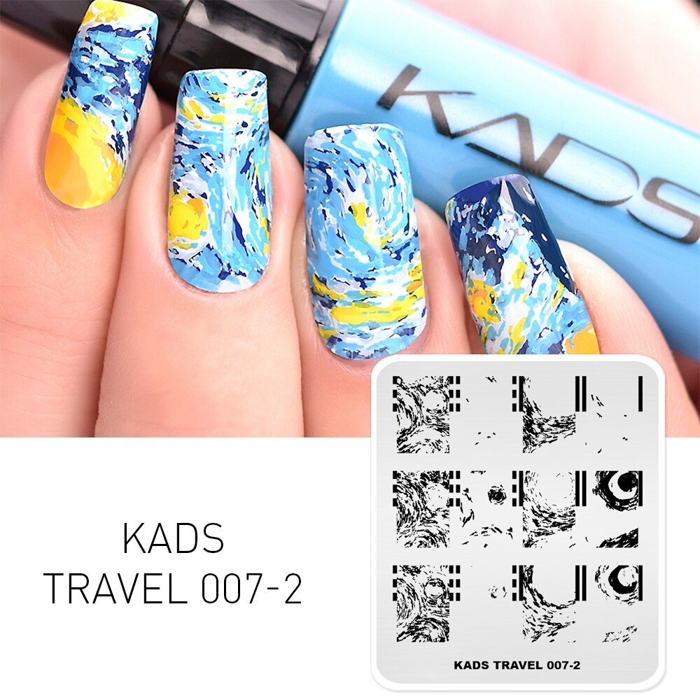 KADS Reizen 007-2 patroon Nail art stamping plates Stempel sjablonen Sterren Afbeelding Gereedschap Stencils voor nagels Voor afdrukken manicure