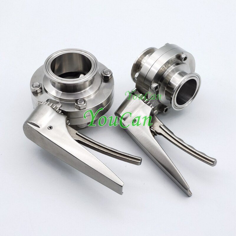 Sanitary SS304 1-1/2 inch OD 38MM Tri Clamp Butterfly Valve With Stainless Steel Trigger Handle 50.5mm Tri Clamp