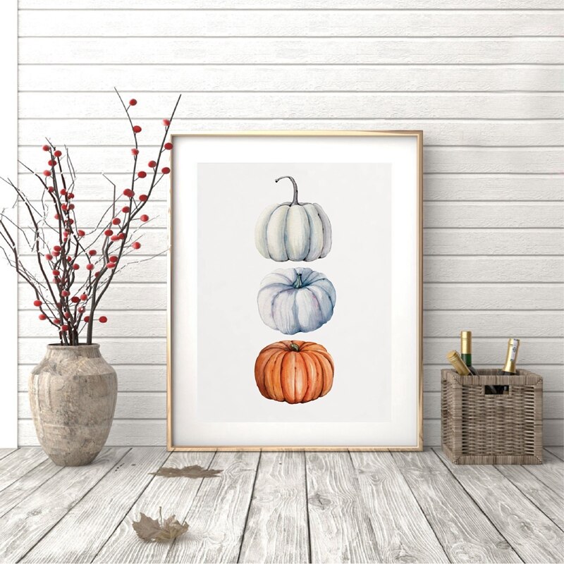 Pompoen Print Fall Oogst Art Poster Halloween Wall Art Foto Thanksgiving Decoratie Retro Poster Kraftpapier