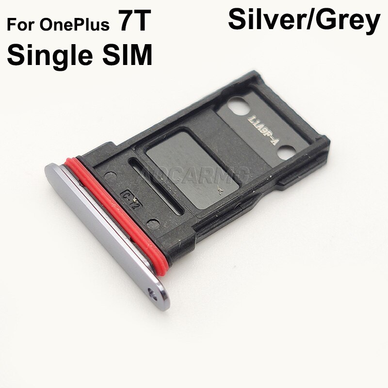 Aocarmo Dual & Einzelne SIM Karte Tablett Für OnePlus 7T Sim Karte Slot Halfter Reparatur Ersatz Teile: Single--Silber-  grau