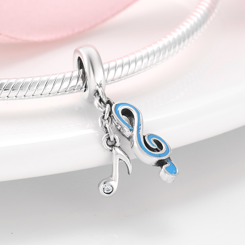 Affascinante della Nota di musica 925 sterlina perline D'argento di modo per Monili che fanno Misura Originale Del Progettista Del Braccialetto Dei Braccialetti