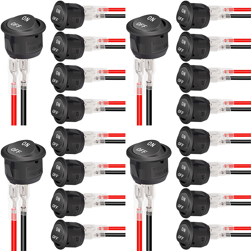 Interruptor basculante redondo de 12V CA 6A/250V 10A/125V SPST 2 pines 2 posiciones interruptor de palanca de encendido/apagado para coche barco automotriz RV negro: Castaño