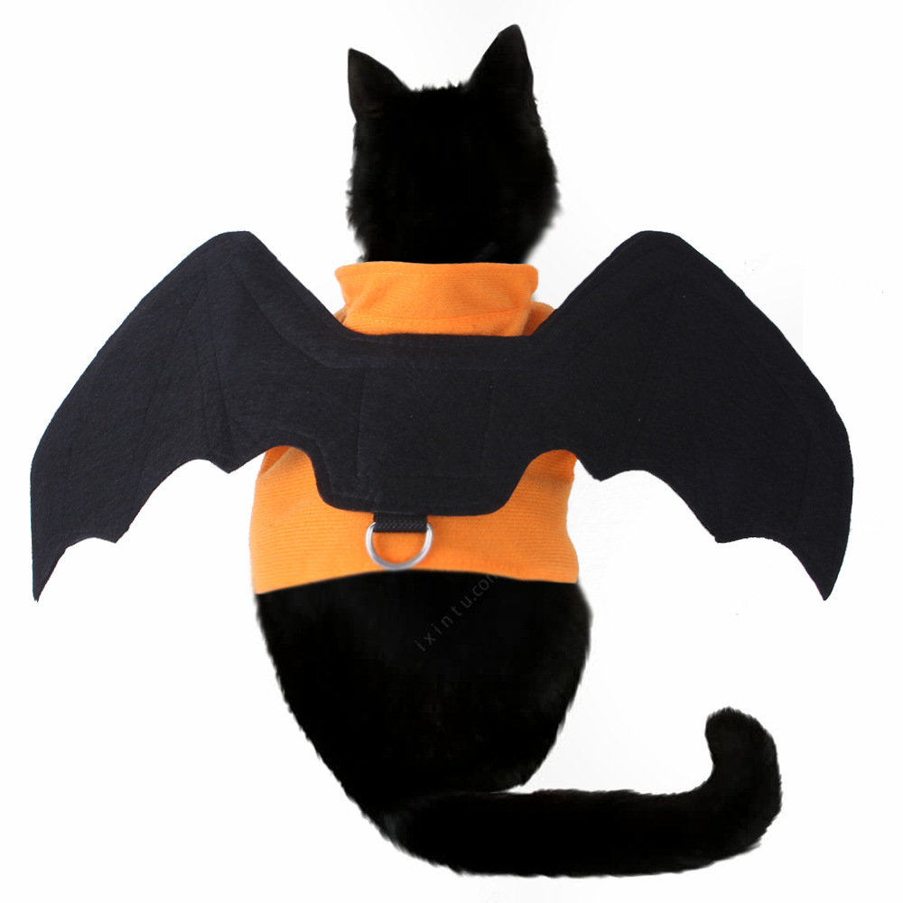gatto Halloween imbracatura,Halloween pipistrello Ali costumi per animali domestici per cani di piccola taglia gatti decorazione per feste di Halloween: S / Rosso