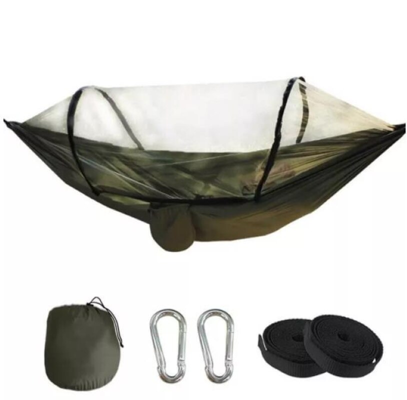 Hamac avec moustiquaire, lit-balançoire, tente d&#39;extérieur, pour le Camping, le tourisme: vert militaire
