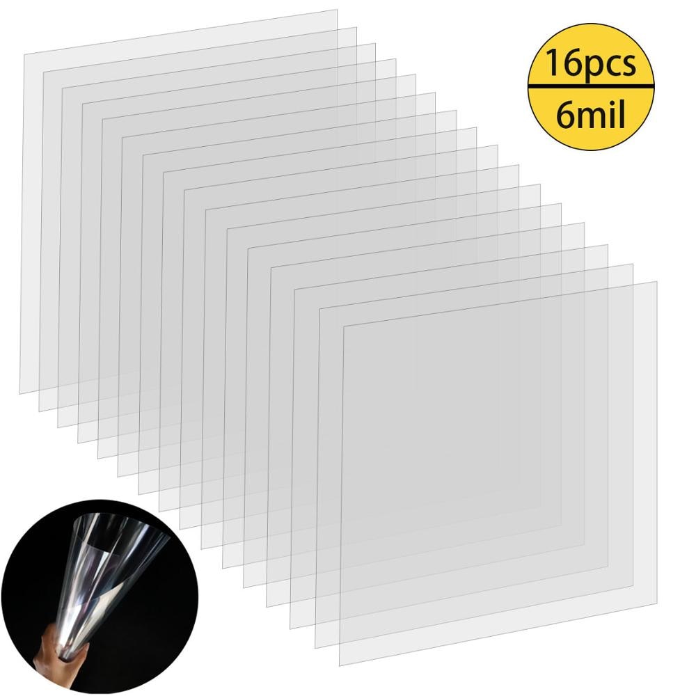 (16 PCS) 6 Mil Blank Stencil Material - Clear Mylar Template Sheets 12 x 12 Inches Acetate Film Plastic Sheets for Making Craft