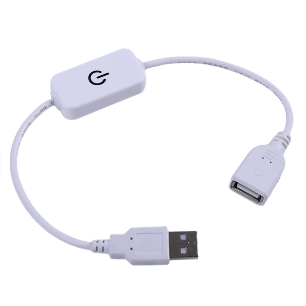 USB-Kabelschakelaar 28Cm Usb Een Man Naar Een Vrouwelijke Verlengstuk Zwarte Kabel Met Aan/Uit-Schakelaar, Usb 5V Touch/Knop Dimmer Schakelaar: Bruin