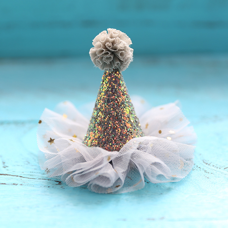 Diademas DE CORONA DE Princesa para niña, diademas de encaje brillante, accesorios para el cabello para niña, sombrero de de cumpleaños, decoración: Gray Hairpin