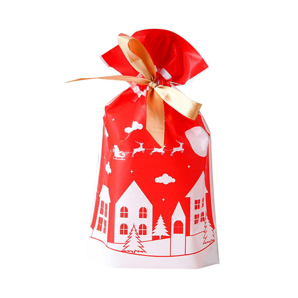 50 PCS Christmas Santa Claus Bags Packaging Candy Snacks and Drawstring Cookies Bags Children's Toys Forest Coin Bag: H