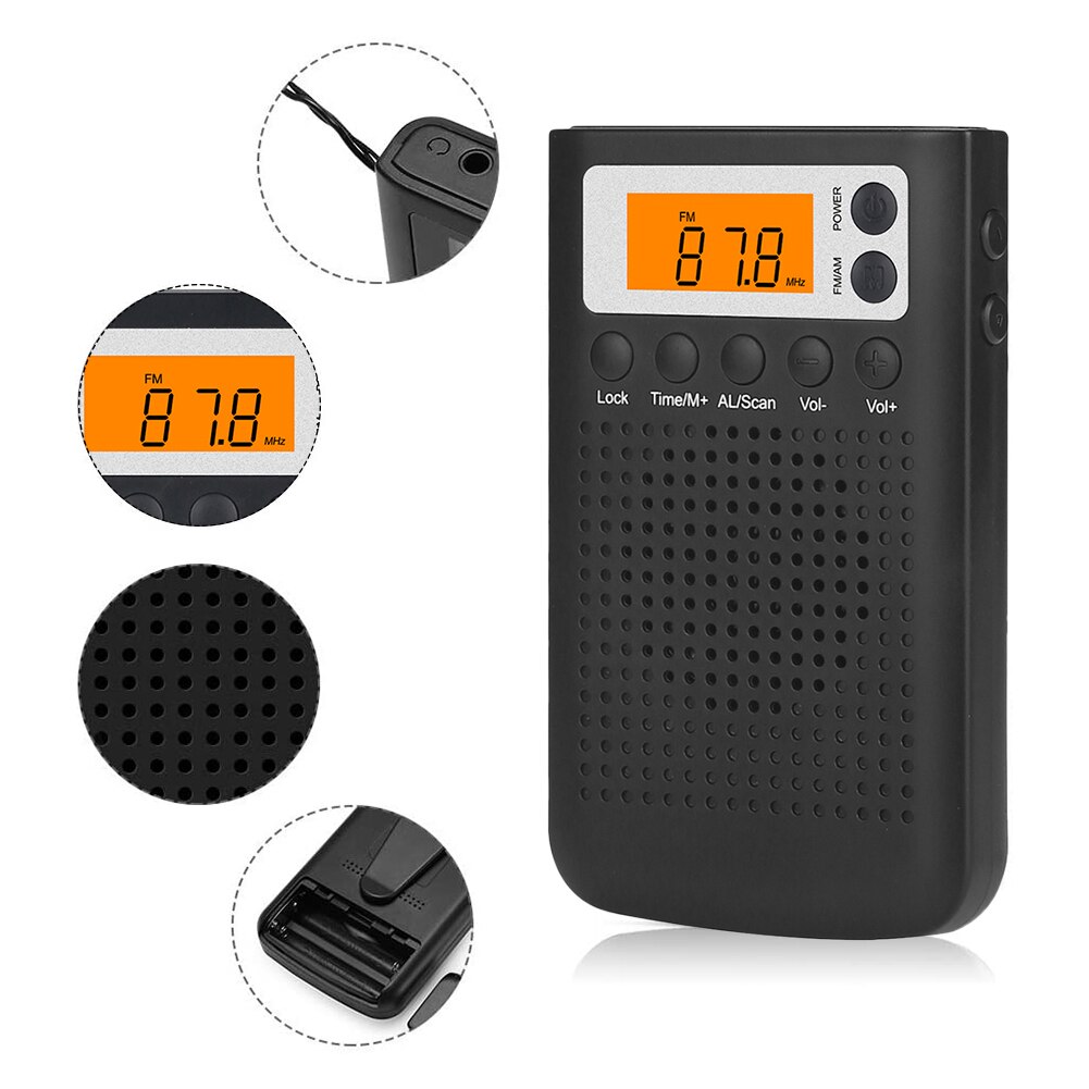 2022 Mini Radio Draagbare Stereo Pocket Radio Luidspreker Met Ingebouwde Luidspreker Hoofdtelefoon Jack Am Fm Wekker radio