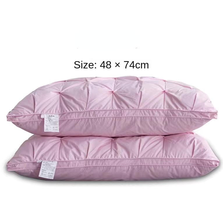100% Cotton Hotel Pillowcase, Three-dimensional Sleeping Pillow, Soft and Comfortable Neck Pillow, 1 Standard Bedding Pillows: pink / 48X74  Middle pillow