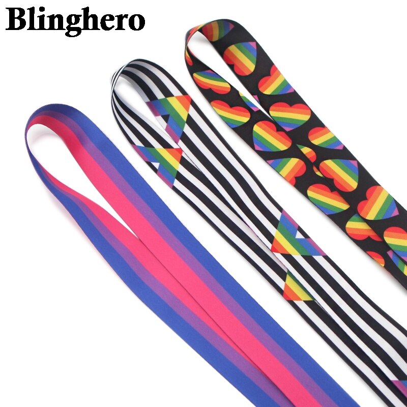 CA934 20 teile/los Regenbogen Herz Lanyards Nacken Gurt praktisch Schlüssel Ich würde Karte Halfter Schlüsselband Für Schlüssel DIY Hängen seil