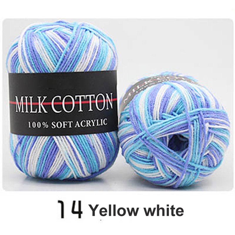 1 Piece Of 50g Milk Cotton Yarn Knitting Crochet Baby Cotton Yarn Velvet Hand-knitted Wool Crochet Scarf Hat DIY Sweater Gloves: yellow white