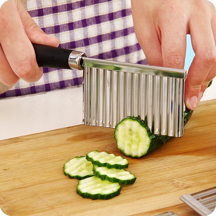 1pc multifunctionele chopper golfvormige aardappelsnijder bloemenmes roestvrijstalen aardappelsnijders