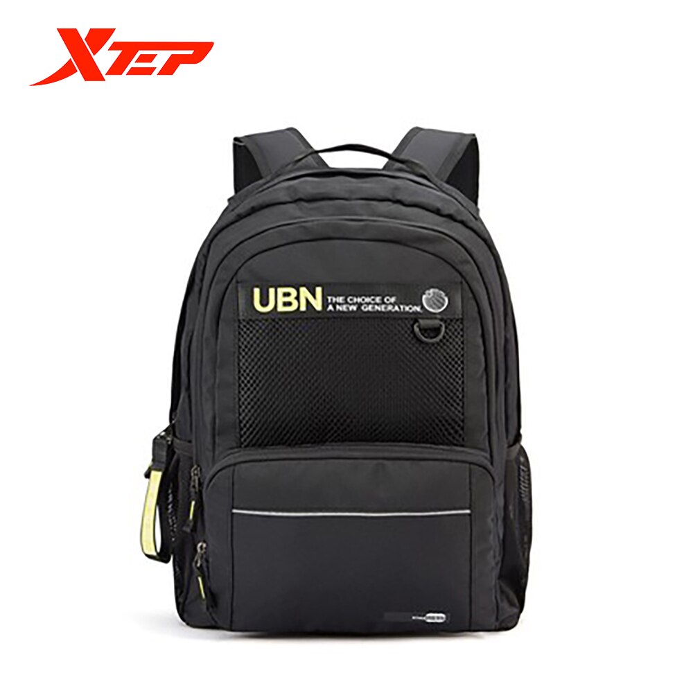 Xtep sports backpack backpack men and women the same style travel bag sports leisure backpack 880337110019: black