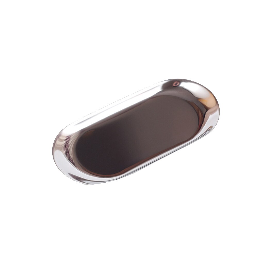 Metal Storage Tray Towel Plate Oval Stainless Steel Jewelry Tray Small Items Dessert Dish Plate Decorative Article: 2 / 180 x 80mm