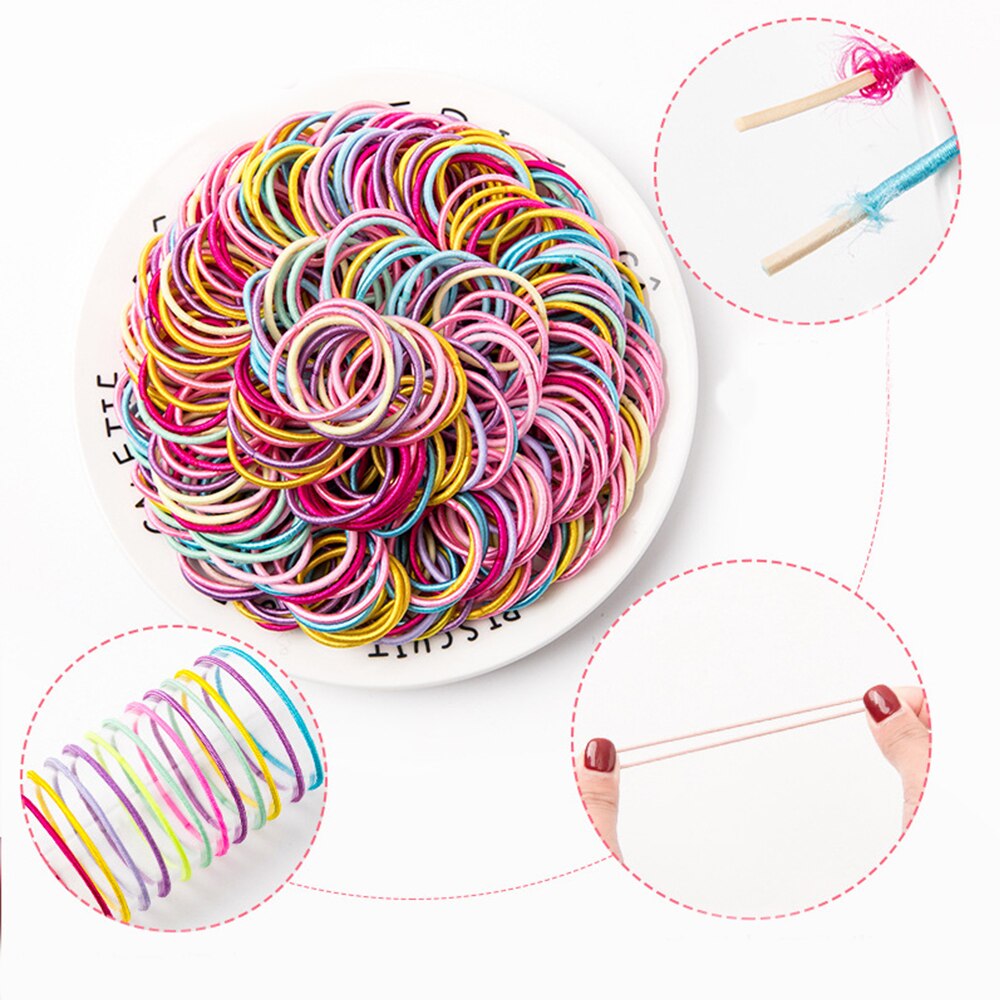 100-500 Stks/pak Meisjes Kleurrijke Elastische Rubber Band Kinderen Hair Gum Leuke Haarband Voor Baby Meisje Paardenstaart Houder haar Accessoire