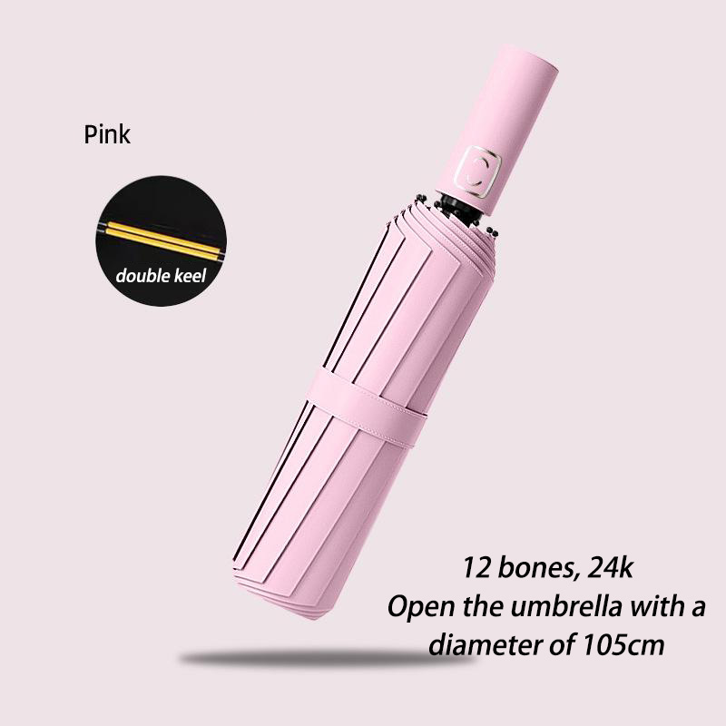 Fully Automatic Umbrella 24 Bone Reinforced Sunny And Rainy Dual-use 3-fold Umbrella Sun Protection Folding Sun Umbrella: green