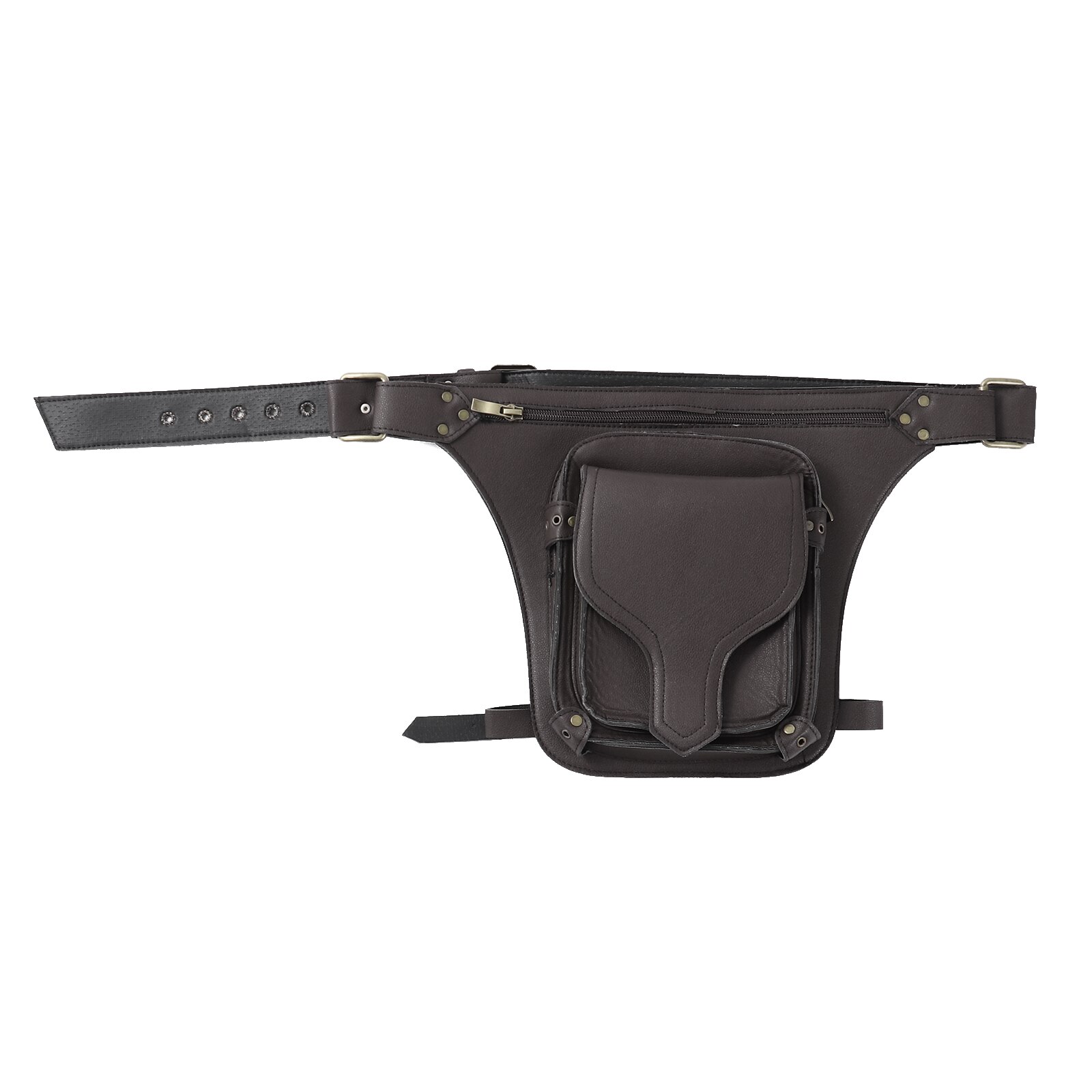 Unisex Retro Rubber Satchel Bag Casual Crossbody Shoulder Handbag Messenger Bag Travel Waist Belt Pack Leg Bag: Brown