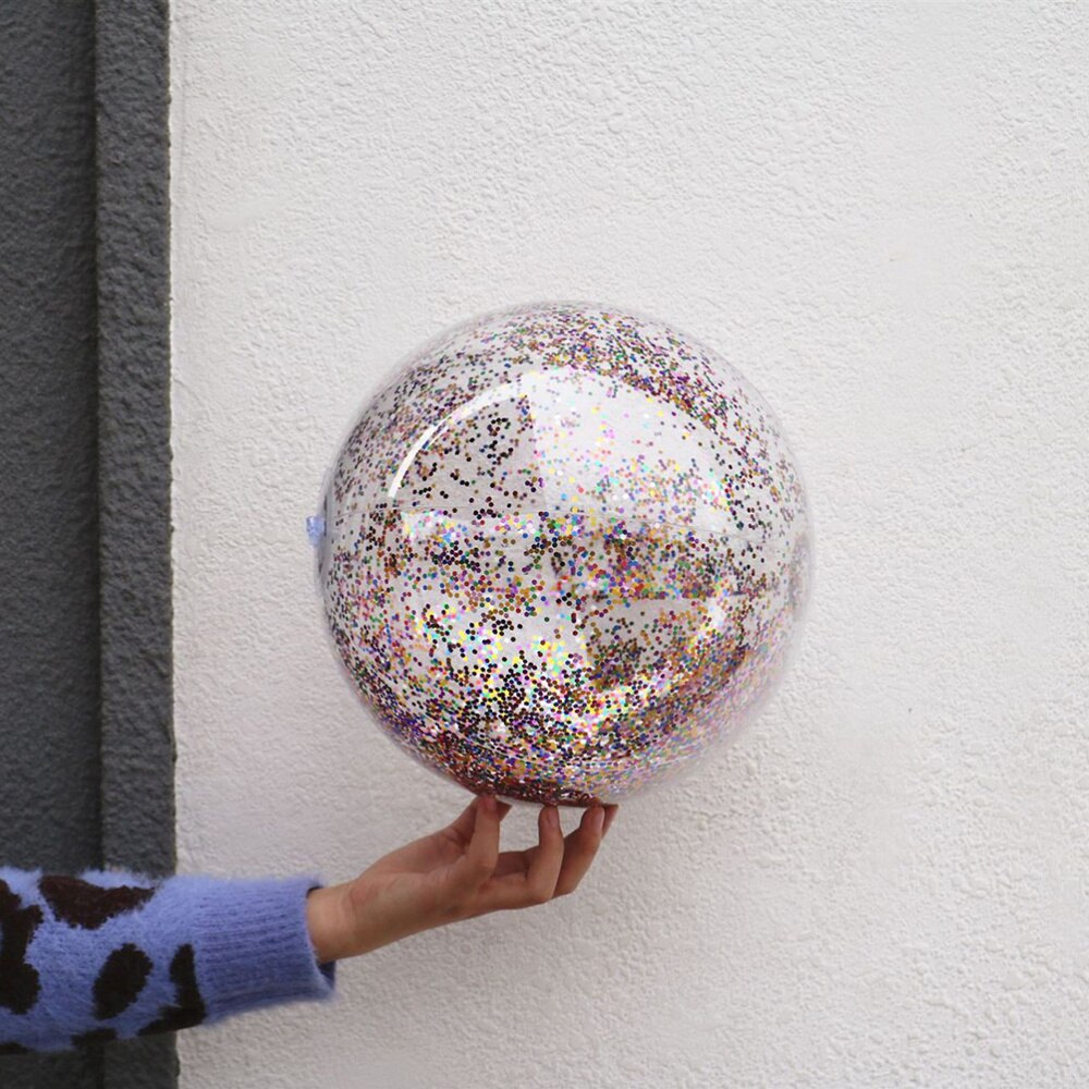 3pcs Transparent Sequin Inflatable Ball Summer Funny Water Fun Play Beach Ball Pool Ball Party Favor Glitter Photo Props For Kid