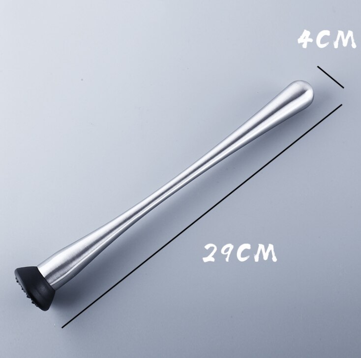 Ctree 1pc cocktail vin swizzle stick rustfrit stål frugt muddlers caipirinha støde pinde knust is hammer bar værktøj  c82: C82 sorte hoveder 29cm