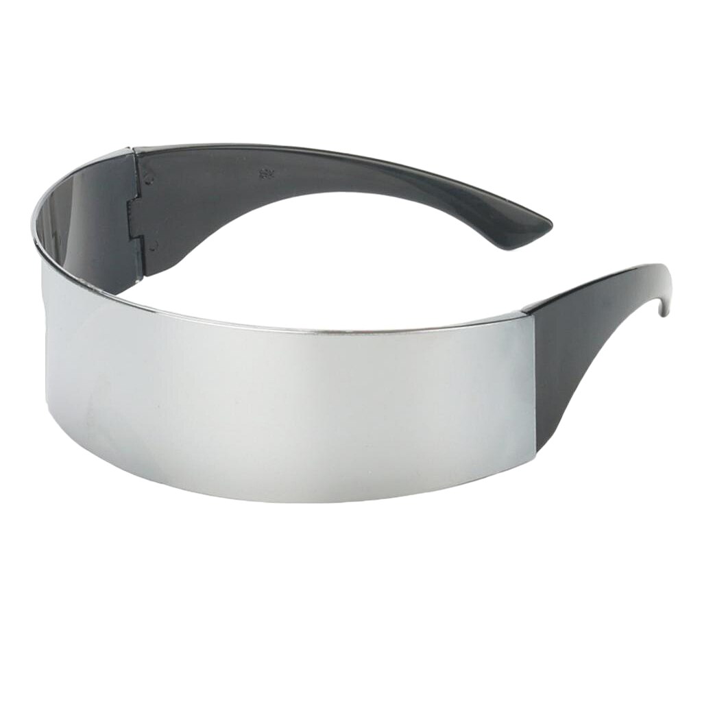 Stilfuld metallisk sølv ydre rum robot fremmede briller skygge briller solbriller ét stykke robotter beskyttelsesbriller