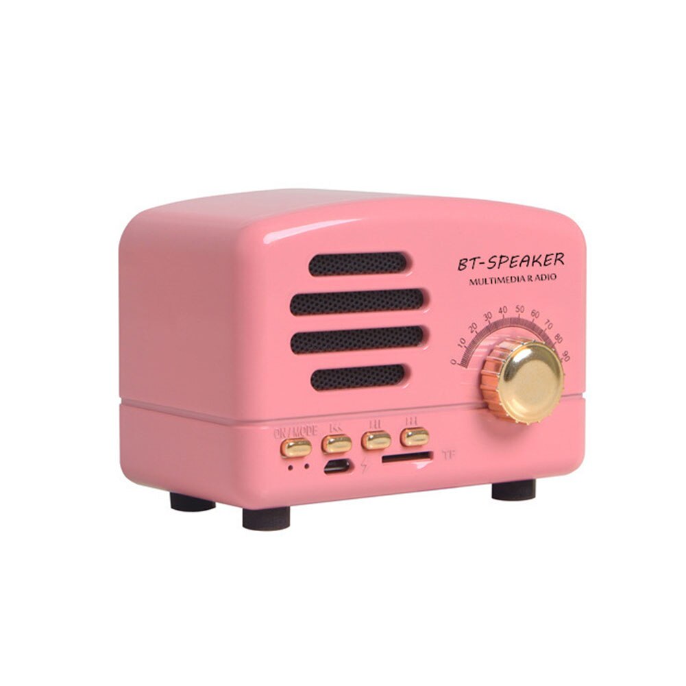 Shortwave Pocket Portable Stereo Speaker Bluetooth AM FM Home Support Card Retro Mini Radio Receiver With Rechargeable Battery: Pink