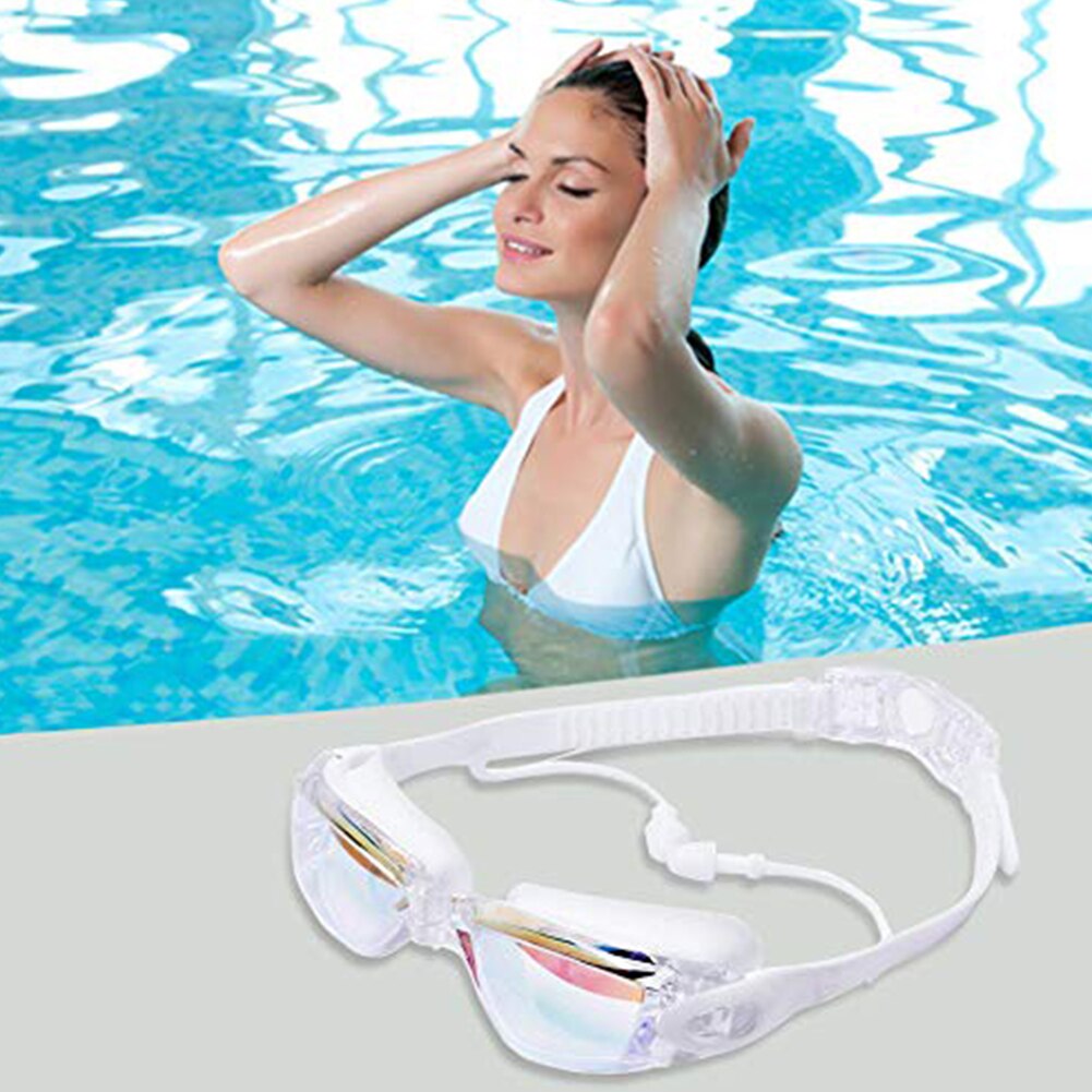 Zwembril Zwemmen Oordopjes Professionele Waterdichte Bril Hd Anti-Fog Uv Siliconen Bril Galvaniseren Clear Bril