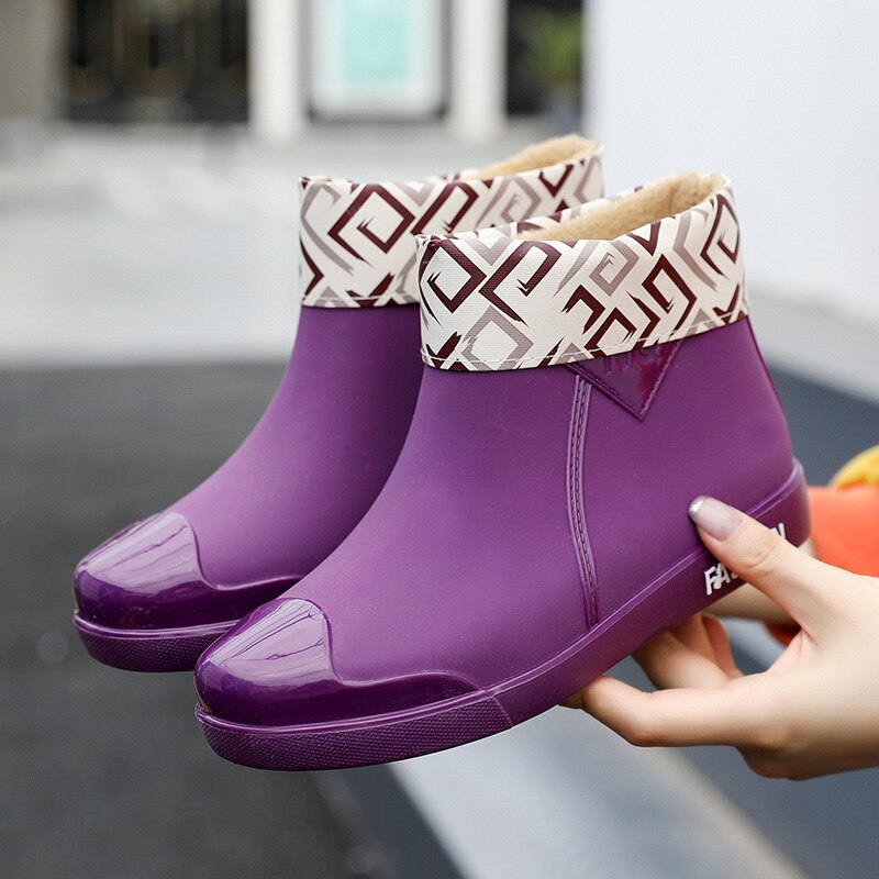 Rubber Schoenen Vrouwen Waterdichte Regen Laarzen Enkel Schoenen Herfst Vrouwelijke Water Schoenen Regenlaarzen Enkellaarsjes Flats