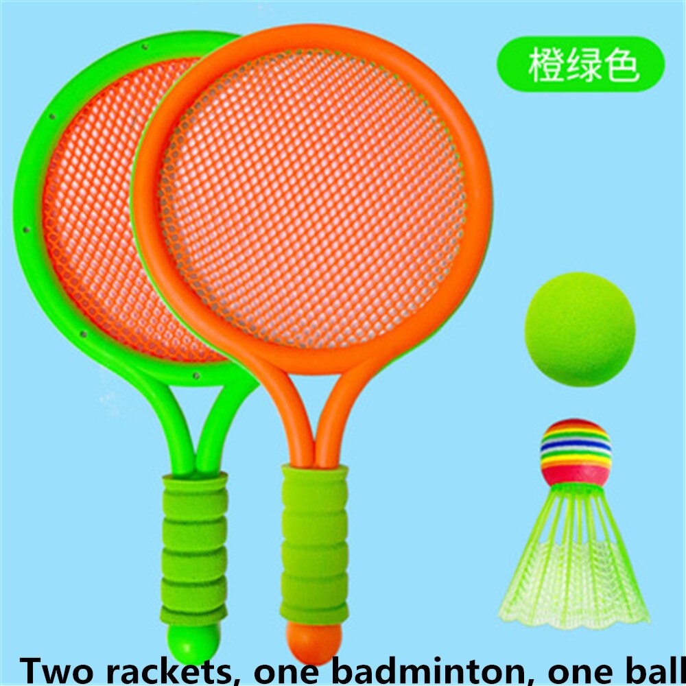 1Set di plastica per bambini tennis badminton giocattoli sport al coperto all&#39;aperto giocattoli per il tempo libero racchette da tennis giocattoli genitore-figlio regali per bambini: green
