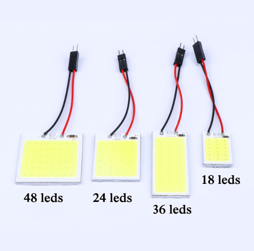 4/8 Uds accesorios de Interior de coche 18/24/48 SMD T10 4W 12V COB Panel Interior de coche luces LED bombilla de lámpara luz de techo de coche Panel de coche
