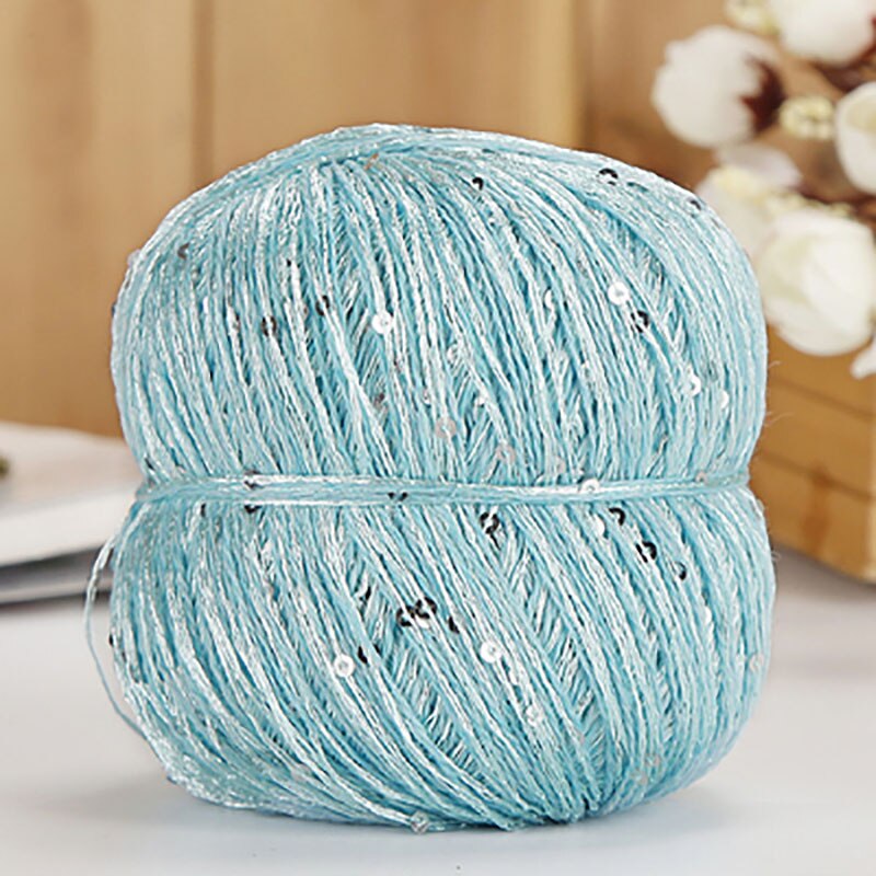 Ovillo de 50g de lana de lentejuelas para estambre, hilos algodón para ganchillo tejido a mano, hilo para DIY, suéter, sombrero, bufanda QW070: N23