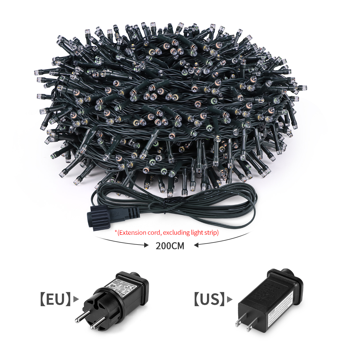 1/2/3 Uds. Guirnalda de luces LED 10M/20M/30M adorno de Hada de árbol de Navidad para exteriores 220V enchufe europeo/110V enchufe estadounidense, lámpara de decoración de CW/WW/RGB