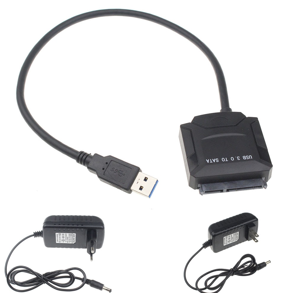 Usb 3.0 to sata adapter kabel til 2.5 " ssd hdd 3.5 tommer hdd harddisk data med  us 12v 2a ac dc strømadapter
